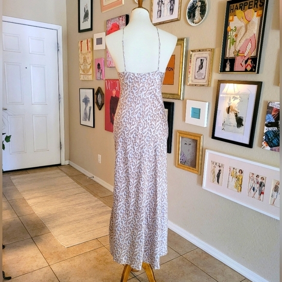 Victoria's Secret Silk Y2K Blue Cream and White Leopard Print Maxi Slip Dress - Picture 7 of 9